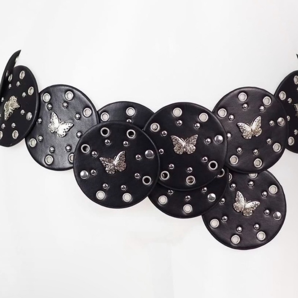 Black Butterfly Studded Belt FLUTTER WONDER WAIST BELT dolls kill - Picture 2 of 3